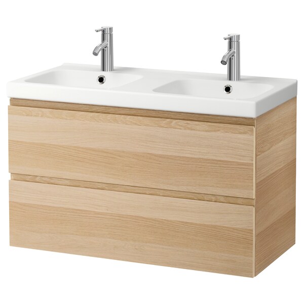 Godmorgon Odensvik Wash Stand With 2 Drawers White Stained Oak