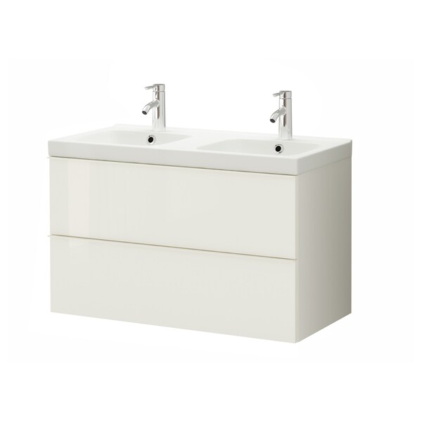 Godmorgon Odensvik Wash Stand With 2 Drawers High Gloss White