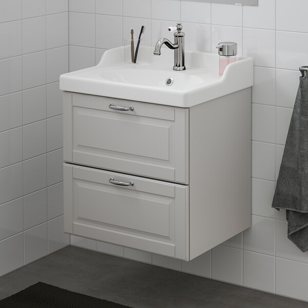 Godmorgon Rattviken Wash Stand With 2 Drawers Kasjon Light Grey Hamnskar Tap Ikea