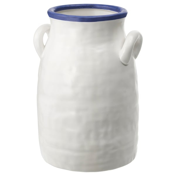Godtagbar Vase Ceramic White Blue Ikea