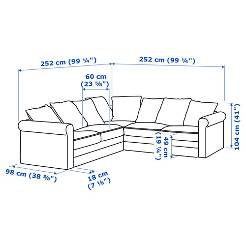 Gronlid Corner Sofa 4 Seat Orrsta Light Grey Ikea