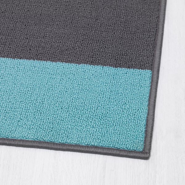 HALSTED Door mat, grey/blue, 70x100 cm IKEA