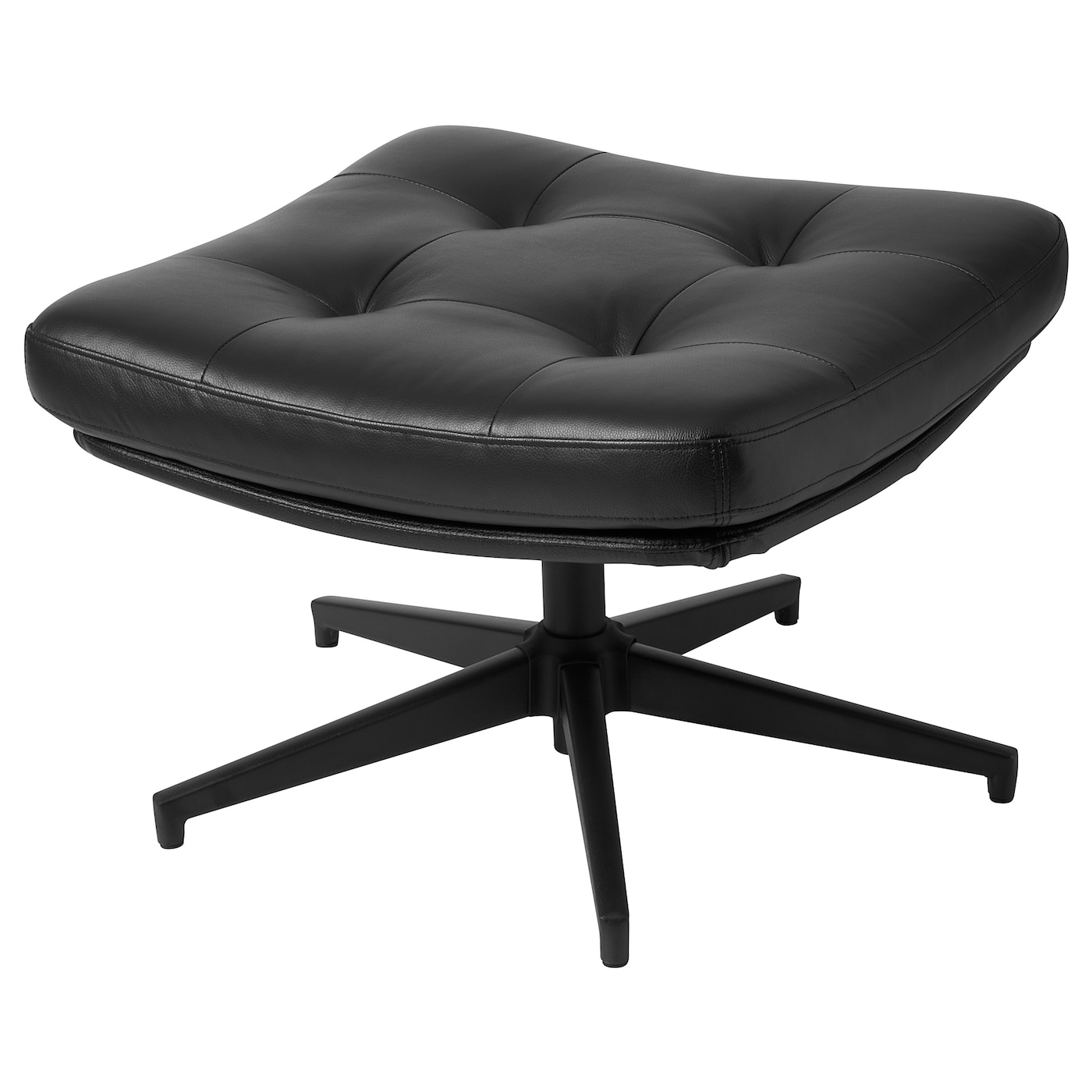 Black leather shop footstool ikea