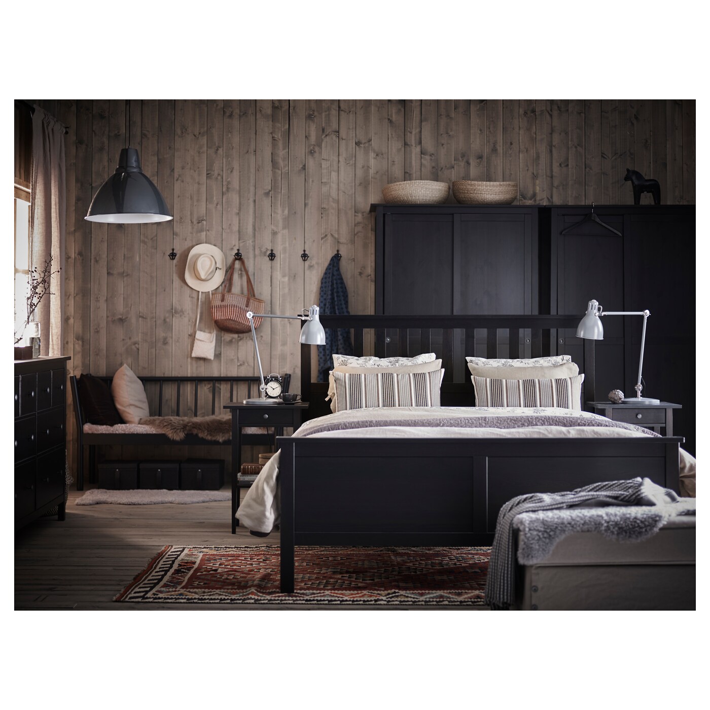 Hemnes Bed Frame Black Brown Luroy