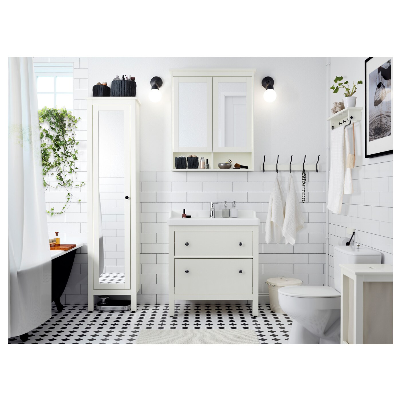 Hemnes High Cabinet With Mirror Door White Ikea