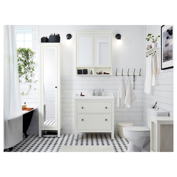 Hemnes High Cabinet With Mirror Door White Ikea