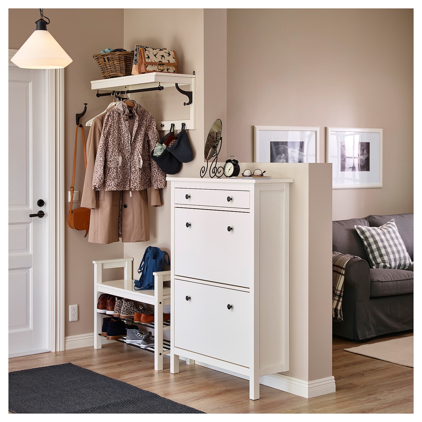 Hemnes Shoe Cabinet With 2 Compartments White Ikea