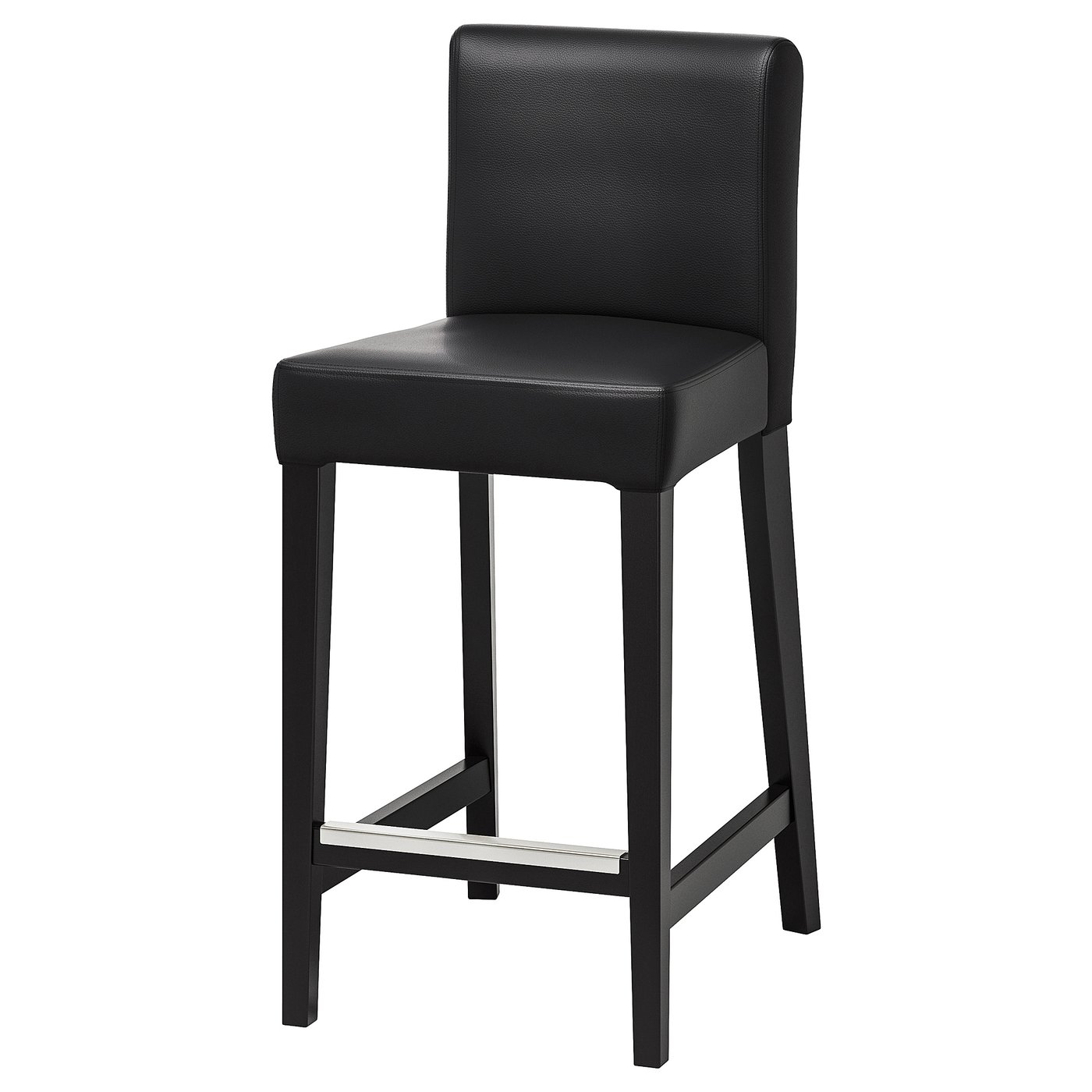 Henriksdal Bar Stool With Backrest Brown Black Glose Black Ikea