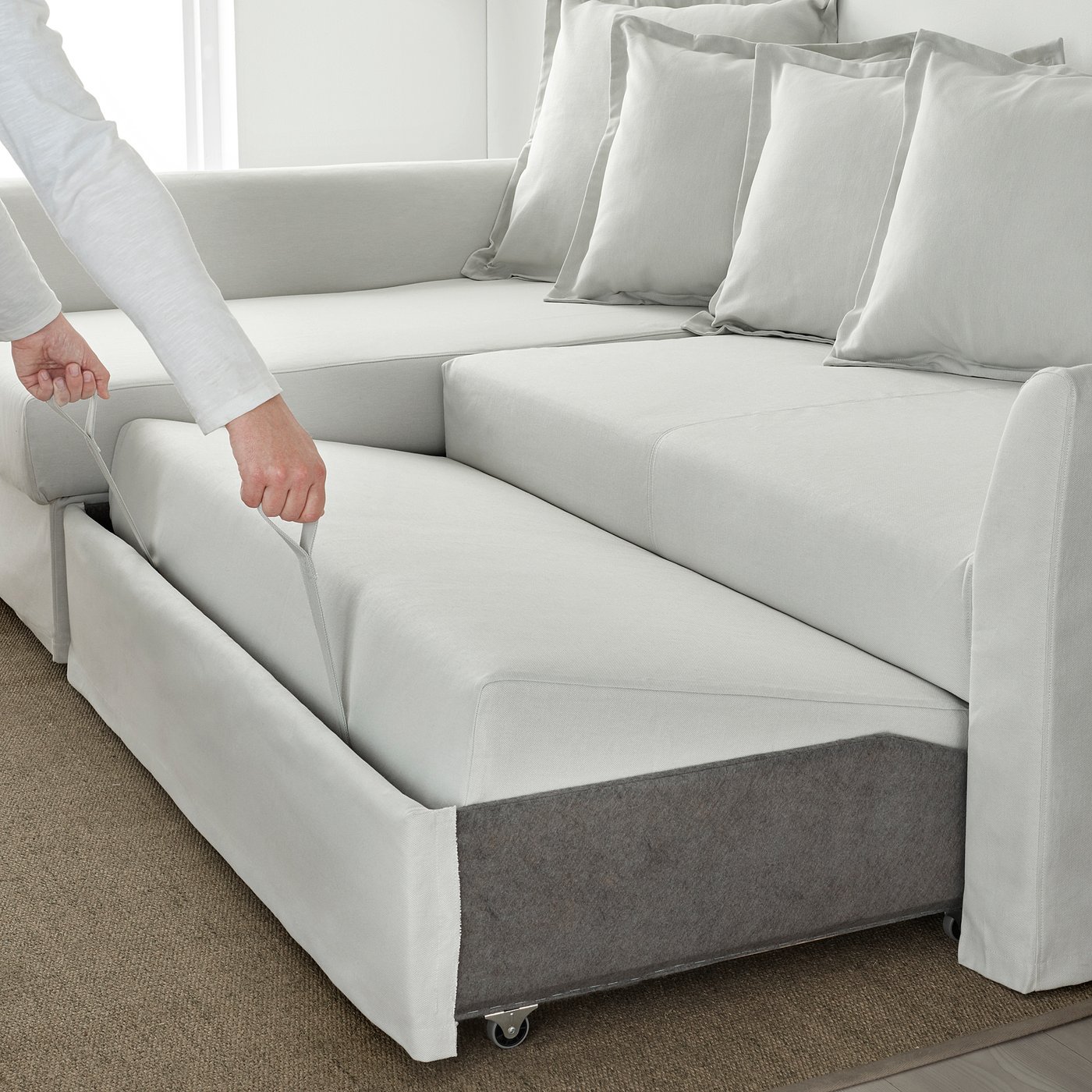 Holmsund Corner Sofa Bed Orrsta Light White Grey Ikea