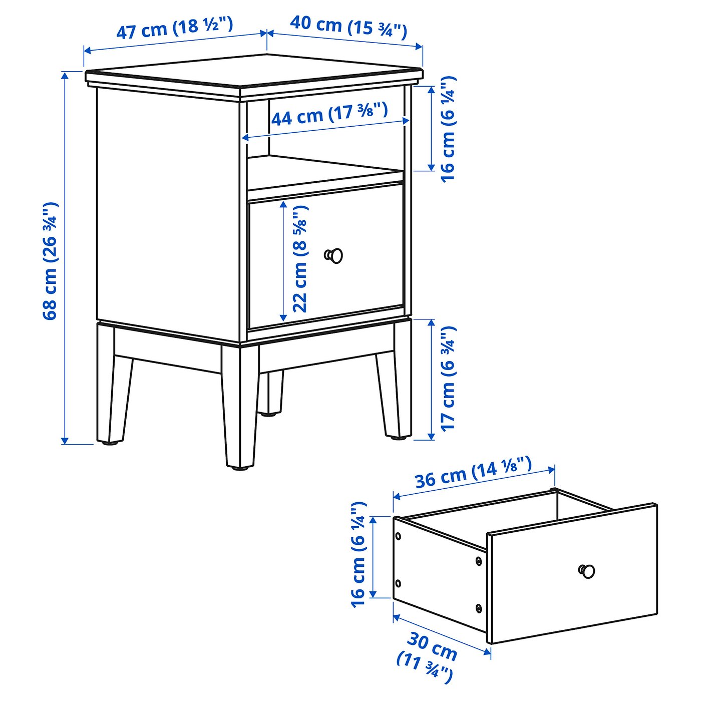 IDANÄS bedside table dark brown stained 604.588.16 IKEA