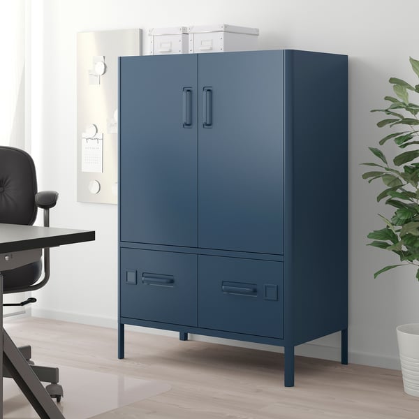 Idasen Cabinet With Doors And Drawers Blue Ikea