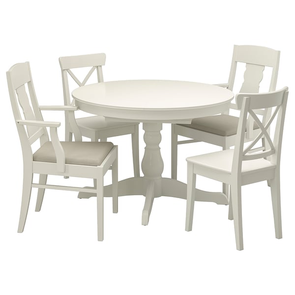 Ingatorp Ingolf Table And 4 Chairs White Nordvalla Beige Ikea