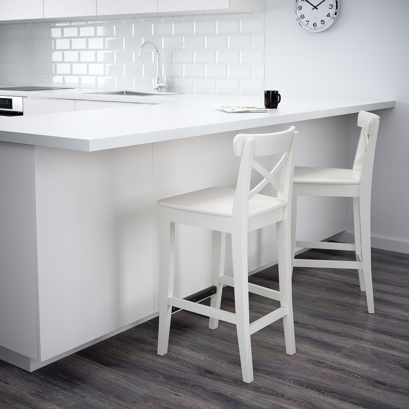 ingolf bar stool with backrest  white 63 cm