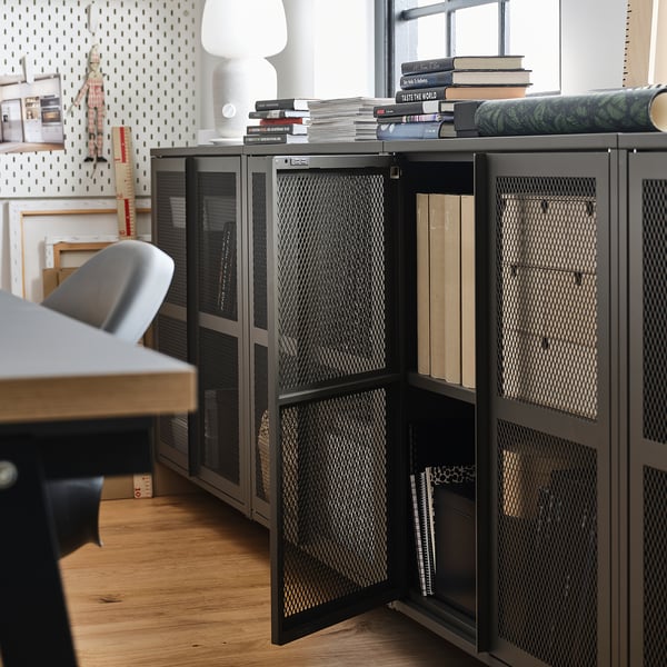 Ivar Cabinet With Doors Grey Mesh Ikea