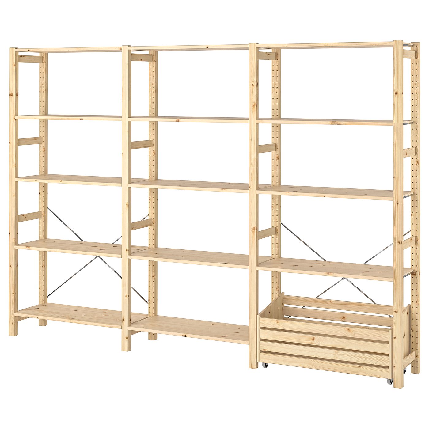 IVAR shelving unit with storage box pine IKEA