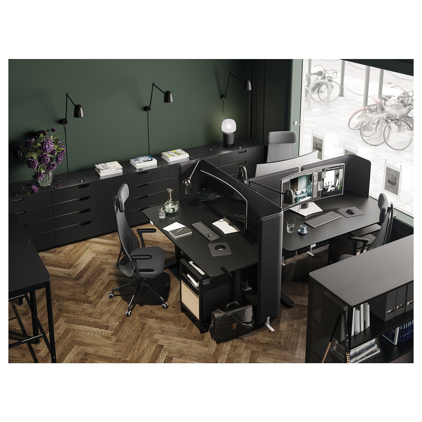Jarvfjallet Office Chair With Armrests Gunnared Dark Grey Black