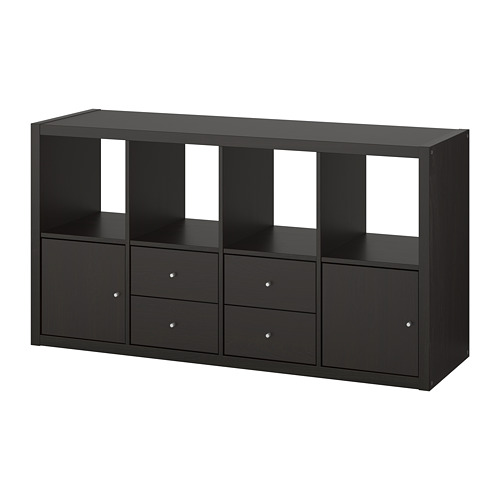 KALLAX shelving unit with 4 inserts white stained oak effect 293.840.69
