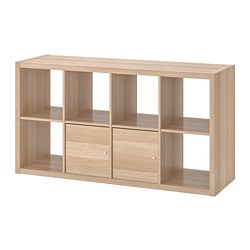 Kallax Shelving Unit With Doors White Stained Oak Effect 147x77