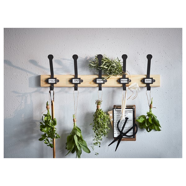 KARTOTEK Rack với 5 móc, gỗ thông / xám