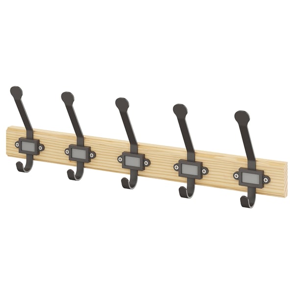KARTOTEK Rack với 5 móc, gỗ thông / xám