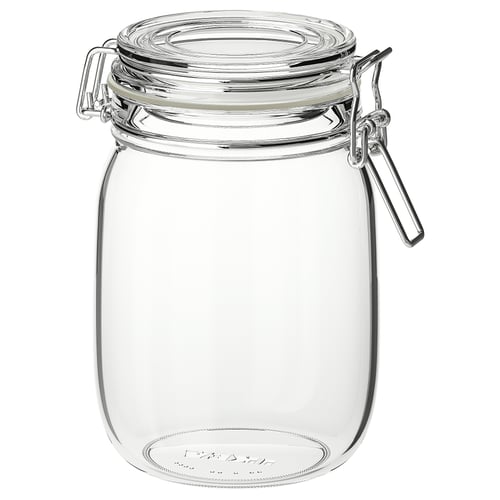 KORKEN jar with lid clear glass 16.5 cm 12 cm 1 l