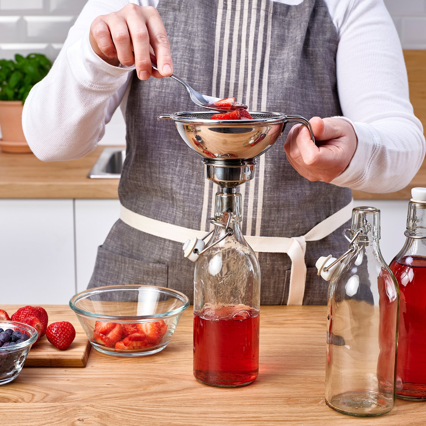 KORKEN strainer/funnel set of 3 stainless steel IKEA