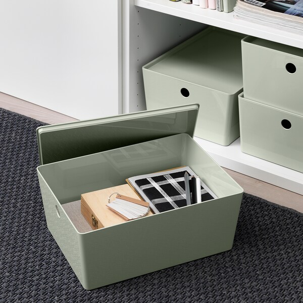 Kuggis Storage Box With Lid Light Green Ikea