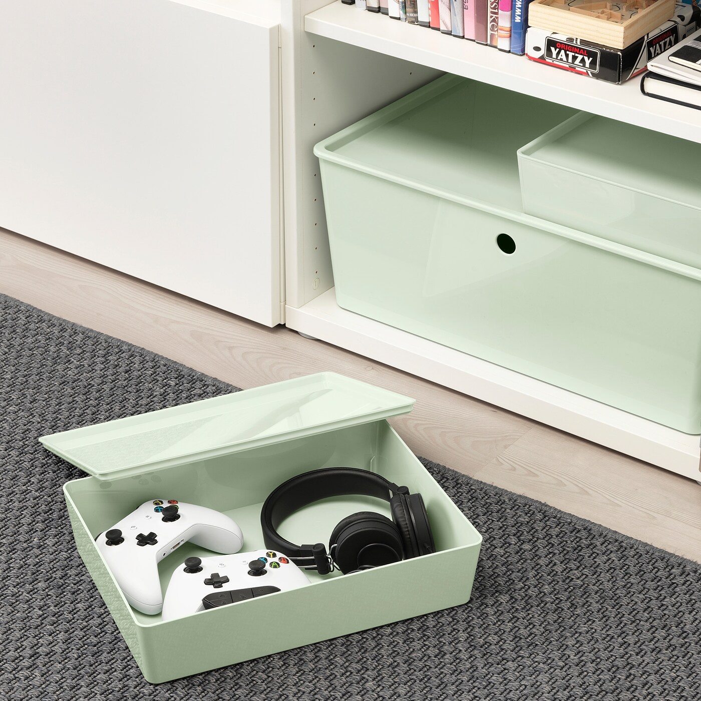 Kuggis Storage Box With Lid Light Green Ikea