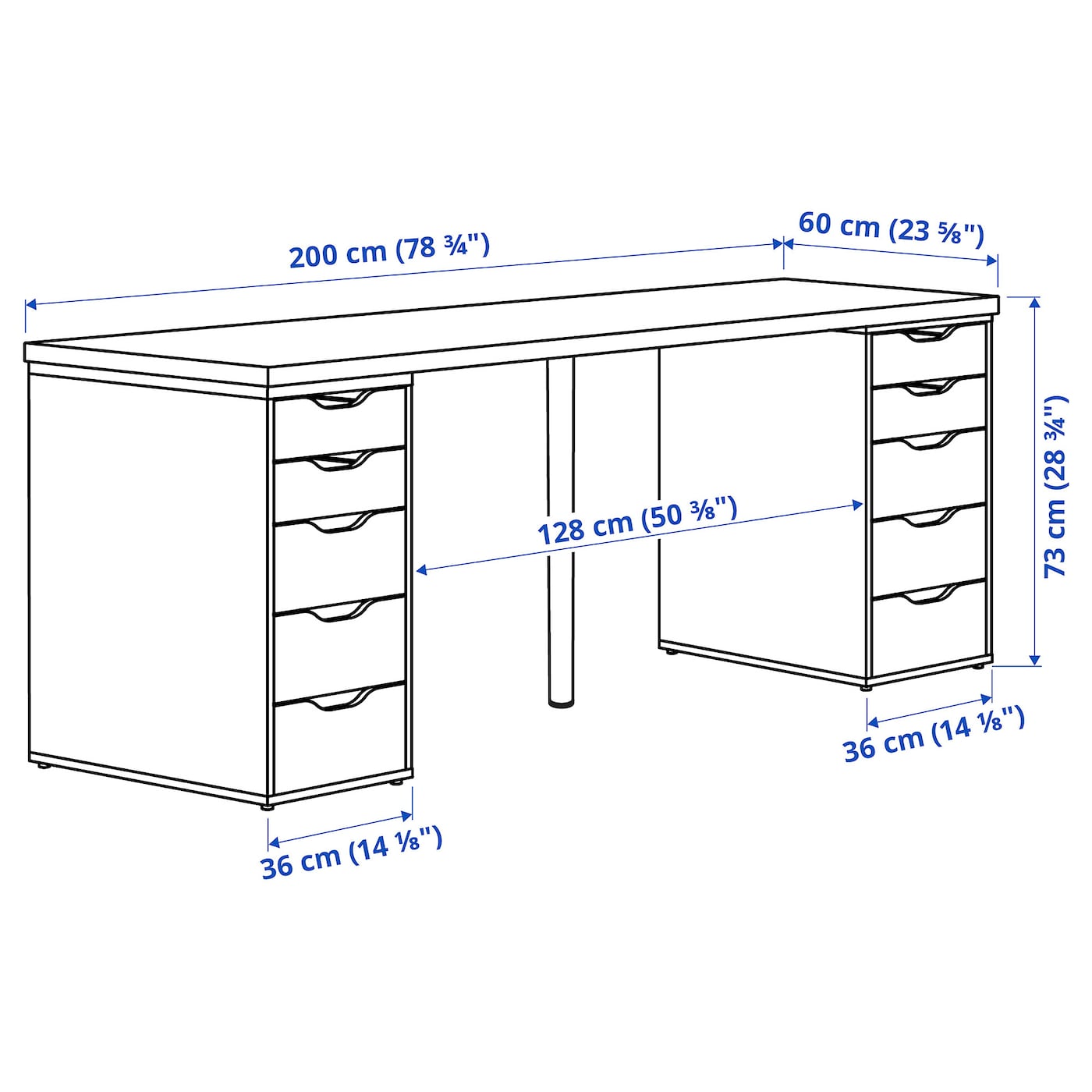 LINNMON / ADILS - Desk, white stained oak effect/black, 100x60 cm