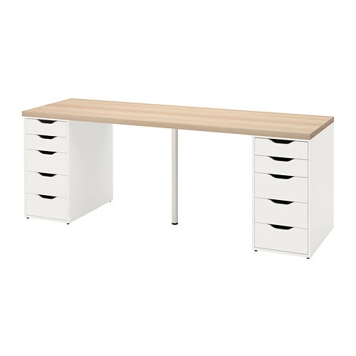 LAGKAPTEN / ALEX desk white stained oak effect/black-brown 594.320.35 ...