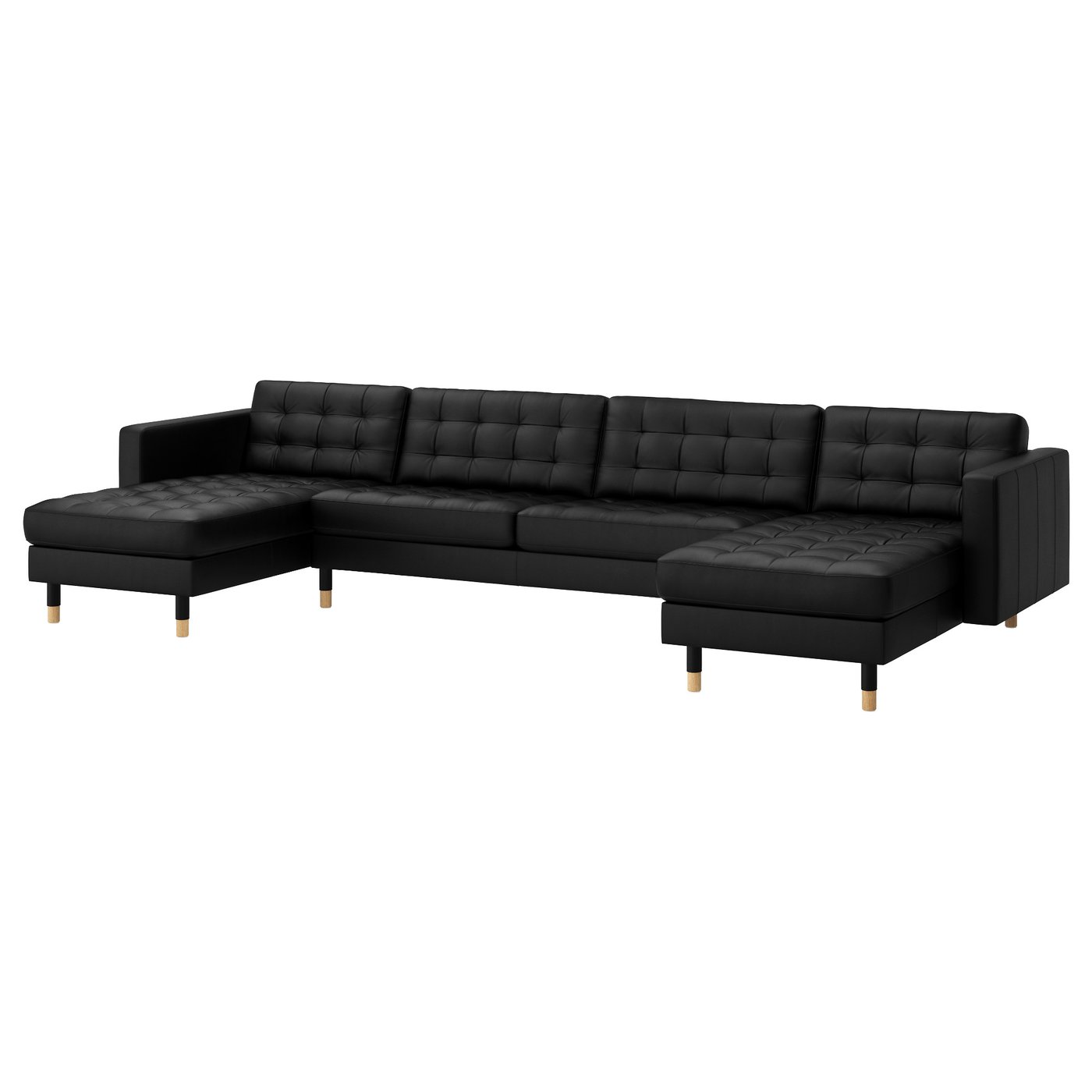 LANDSKRONA 5-seat sofa with chaise longues/Grann/Bomstad black
