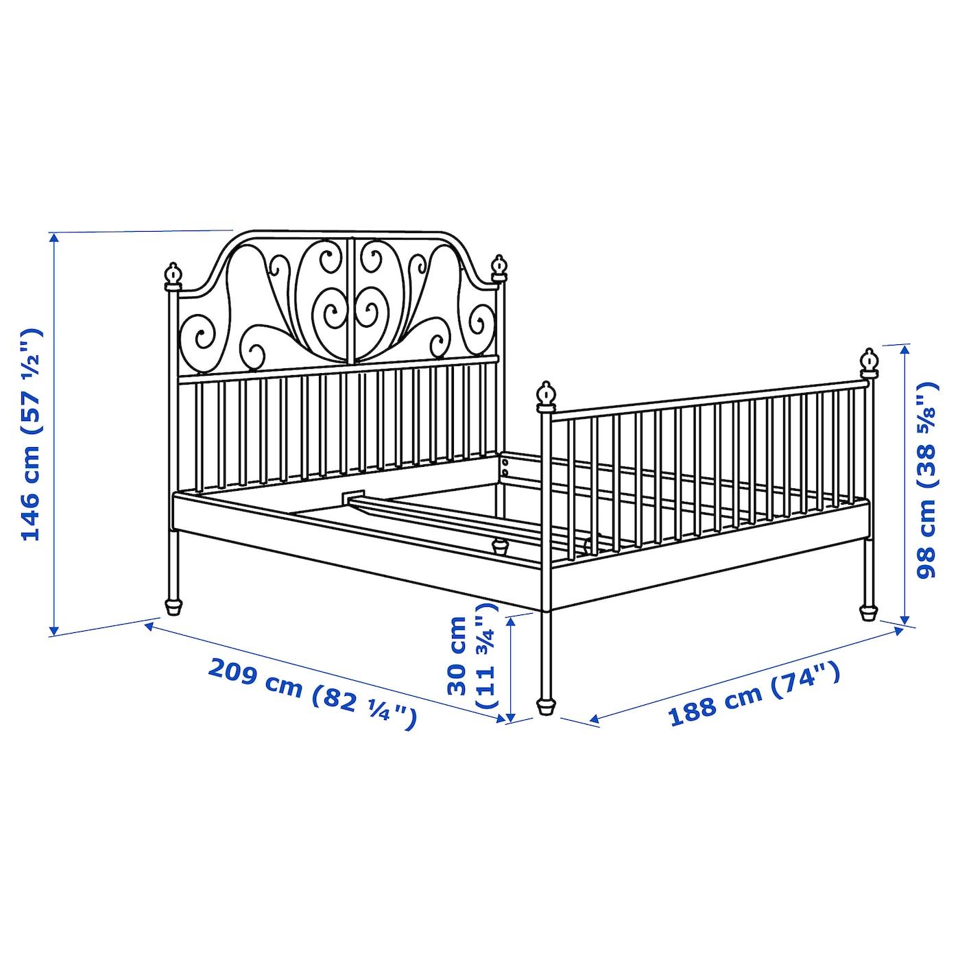 Leirvik bed frame clearance replacement legs