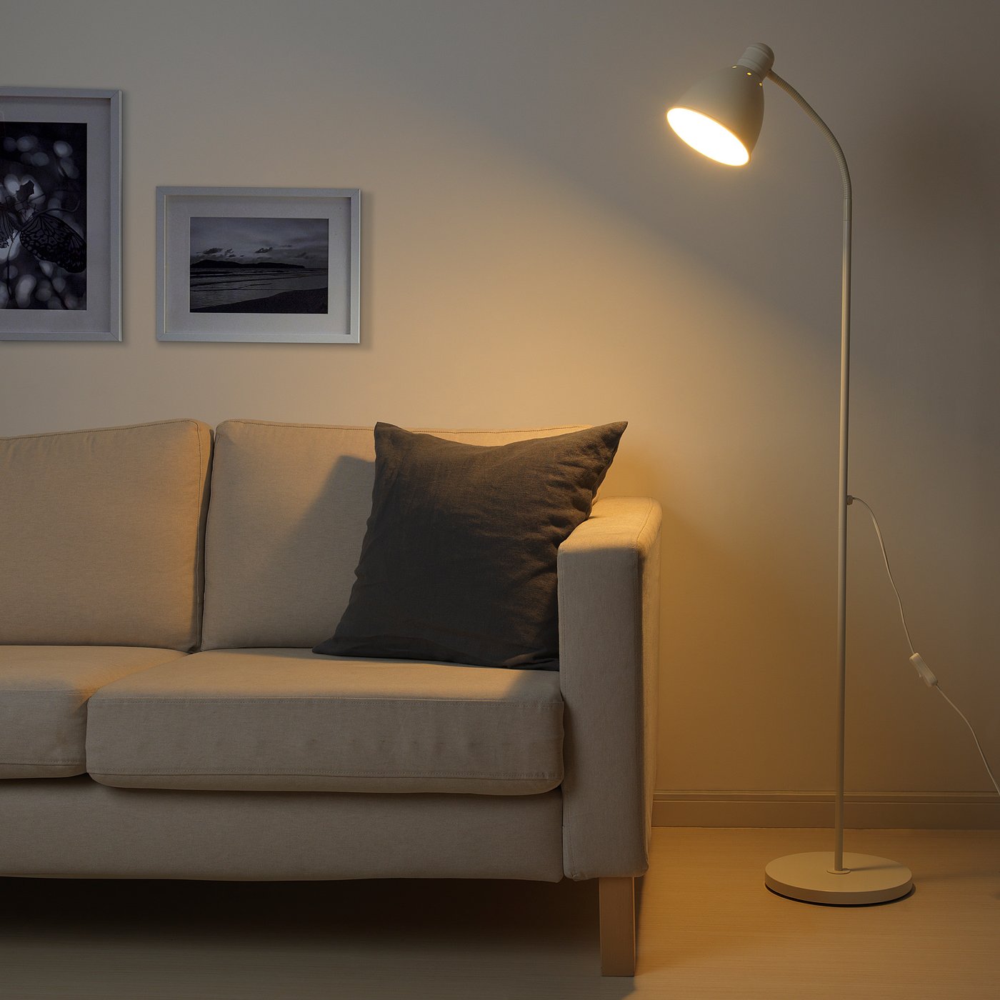 white floor reading lamp