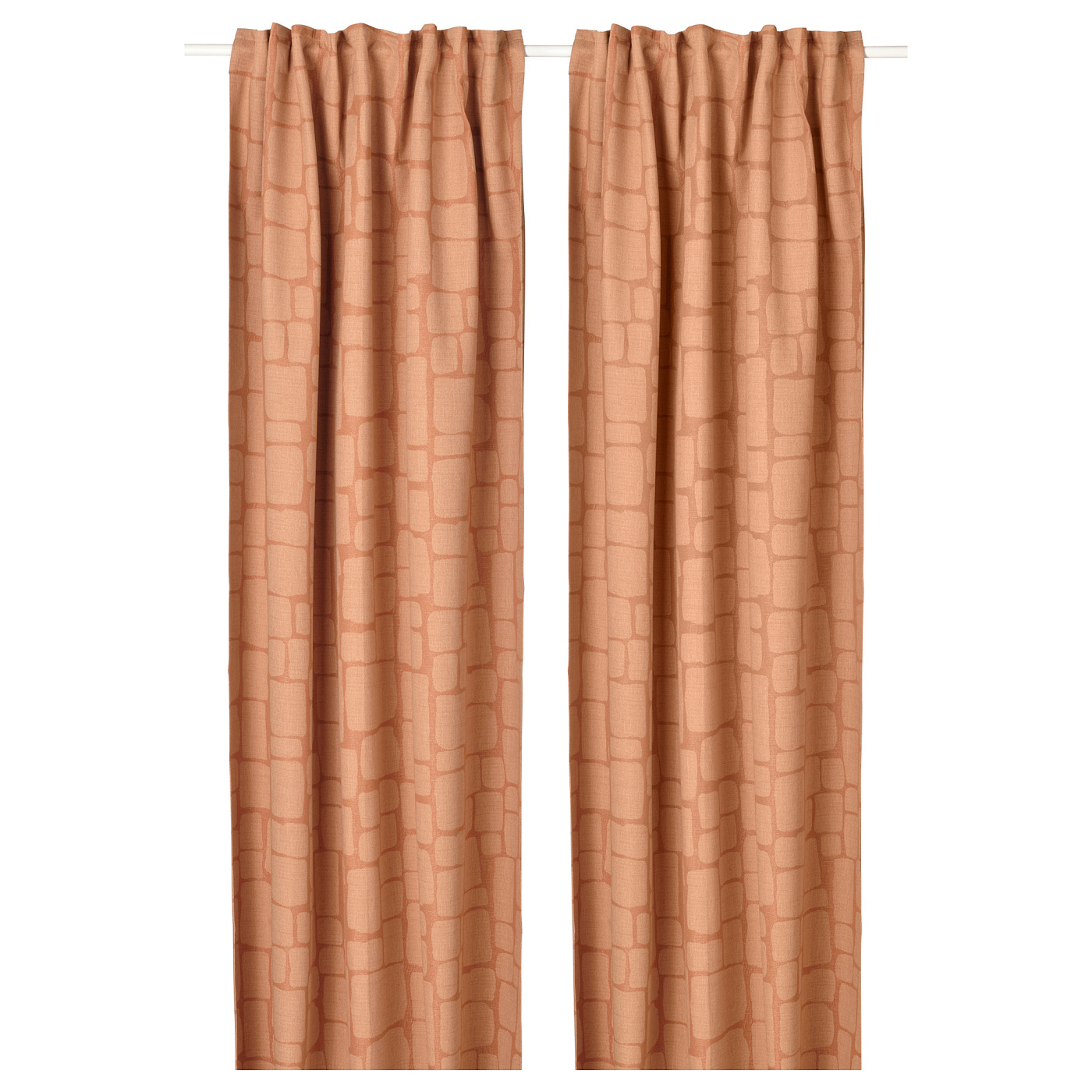 LÖNNSTÄVMAL block-out curtains, 1 pair light red-brown/with heading ...