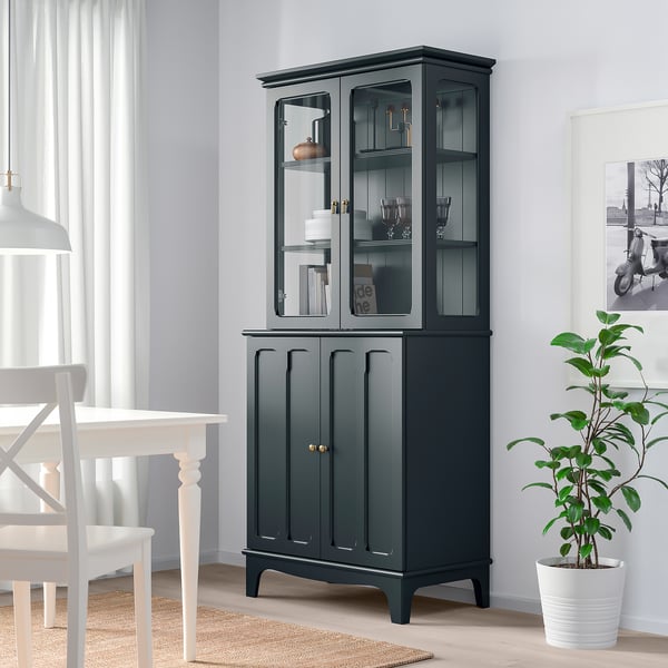 Lommarp Cabinet With Glass Doors Dark Blue Green Ikea