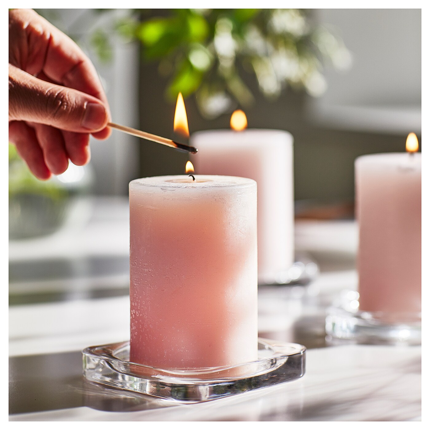 LUGNARE scented pillar candle Jasmine/pink - IKEA