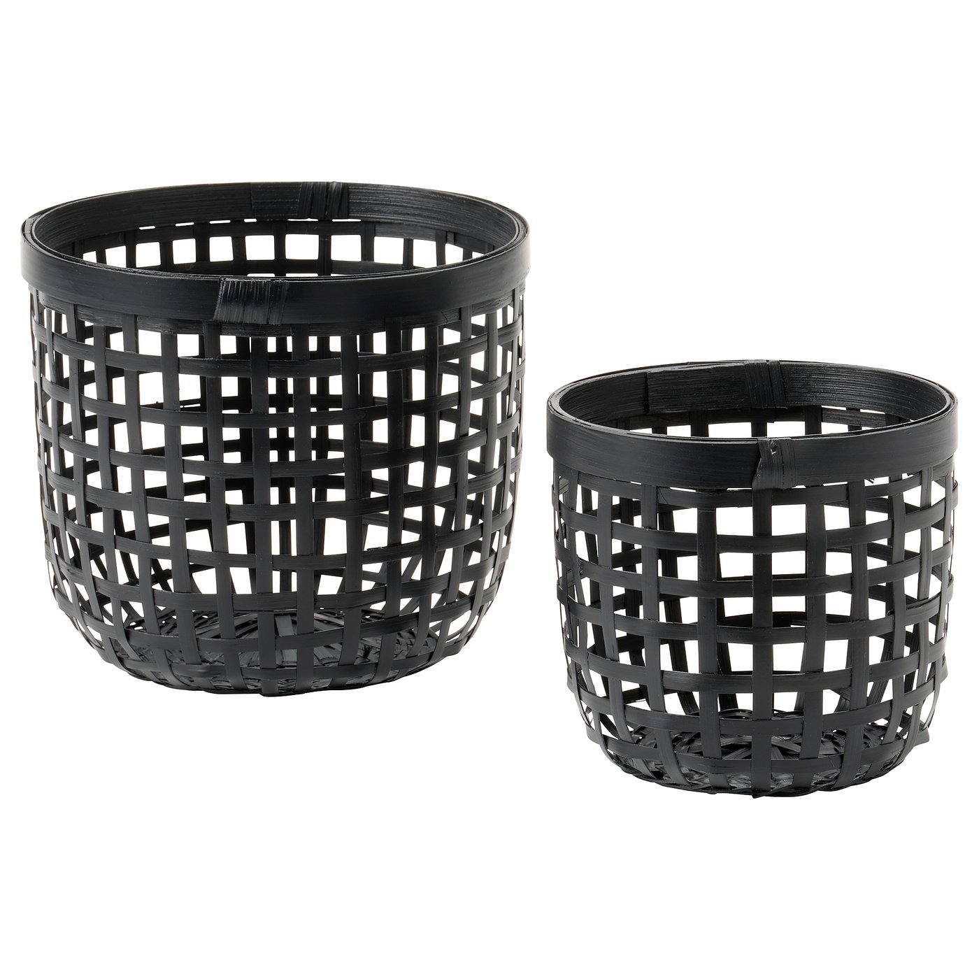 Lustigkurre Basket Set Of 2 Black Bamboo Ikea