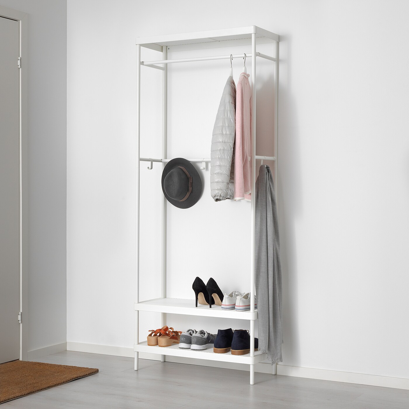 Mackapar Coat Rack With Shoe Storage Unit White Ikea