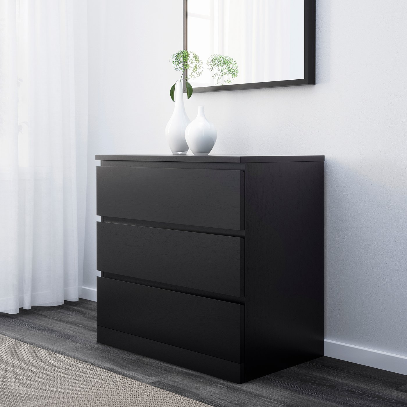 MALM Glass top, transparent grey, 80x48 cm IKEA