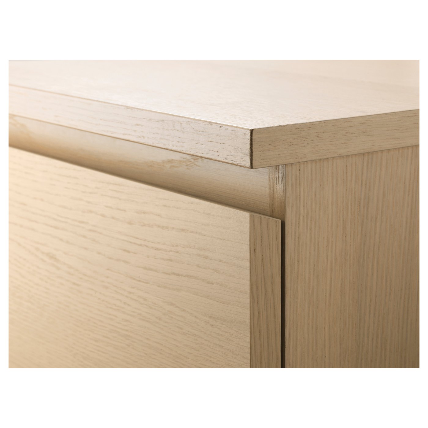white stained oak veneer nightstand