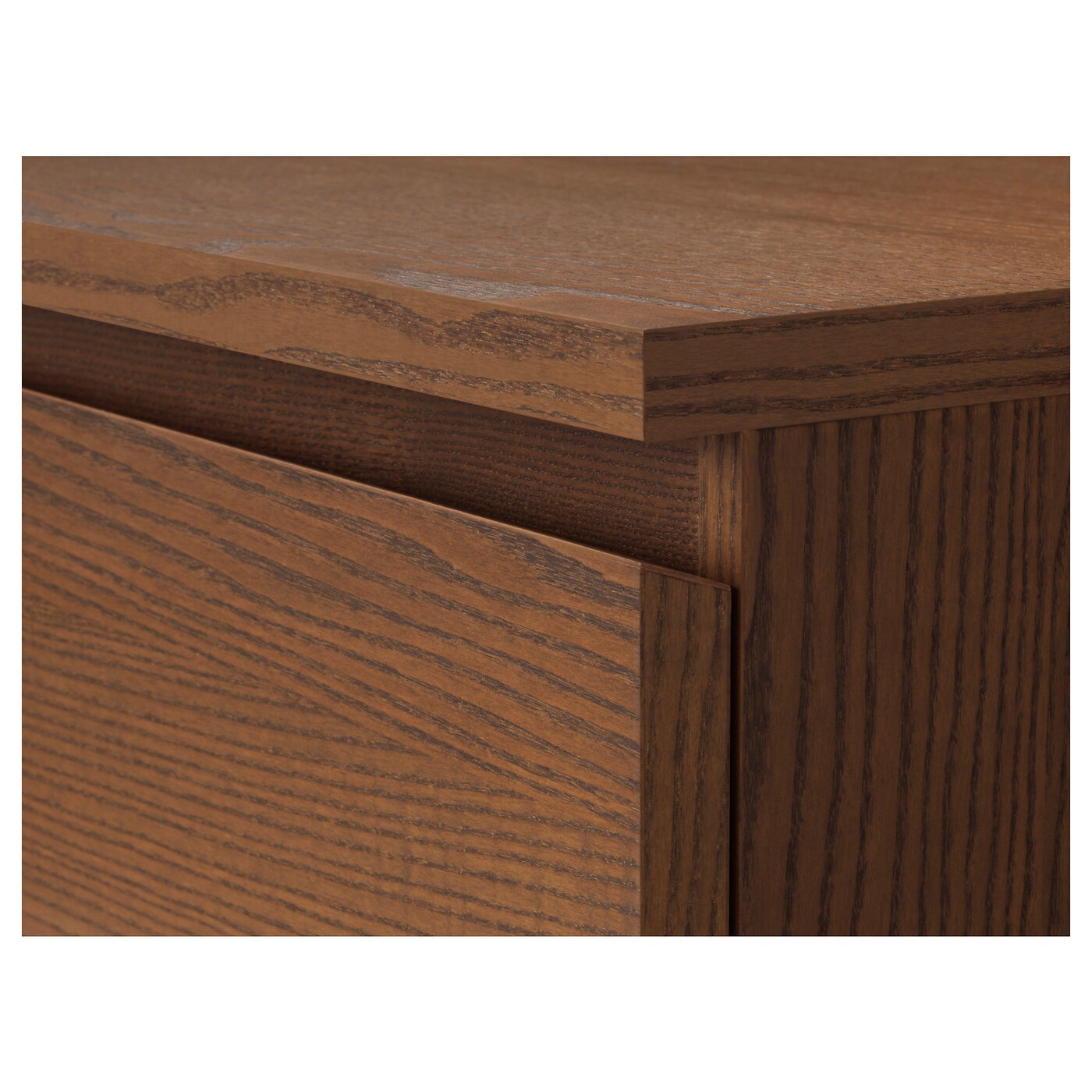 Malm Chest Of 6 Drawers Brown Stained Ash Veneer Mirror Glass
