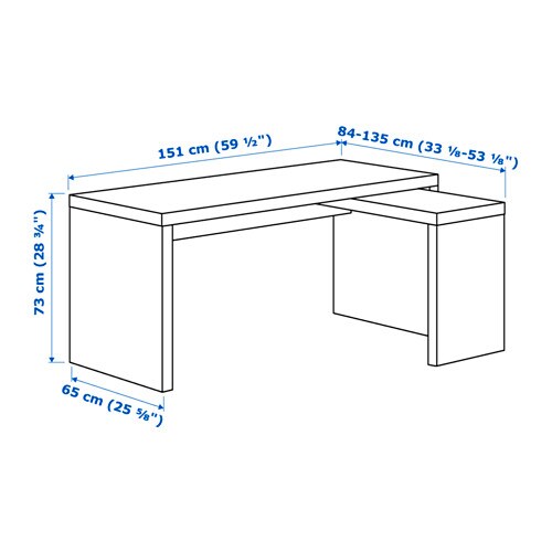 Malm Desk With Pull Out Panel White Stained Oak Veneer Ikea