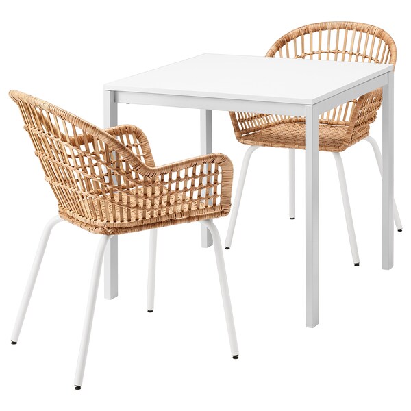 Melltorp Nilsove Table And 2 Chairs White Rattan White Ikea