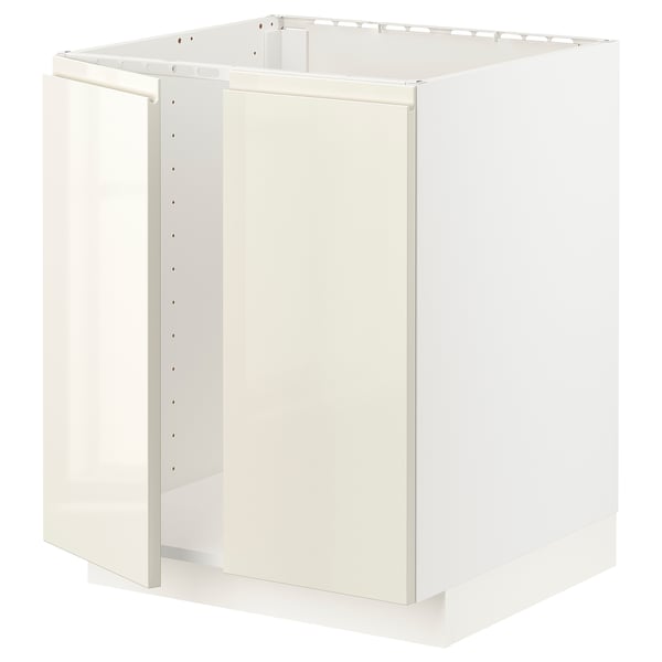 METOD Base cabinet for sink + 2 doors - white/Voxtorp high ...