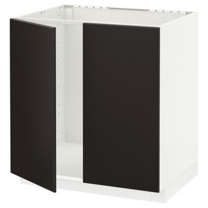 Metod Base Cabinet For Sink 2 Doors White Voxtorp Dark Grey