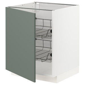 Metod Base Cabinet With Wire Baskets White Voxtorp Dark Grey Ikea