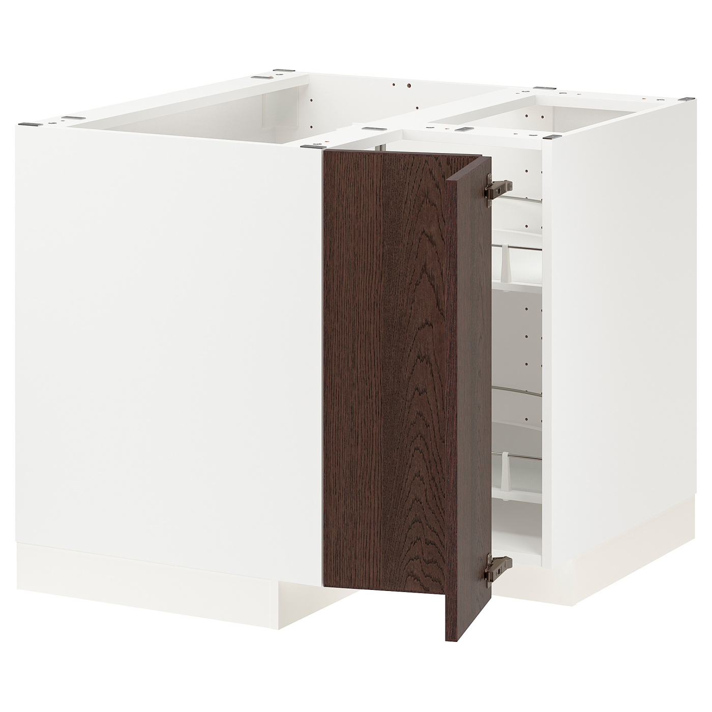 METOD corner base cabinet with carousel white/Sinarp brown 694.045.36 ...