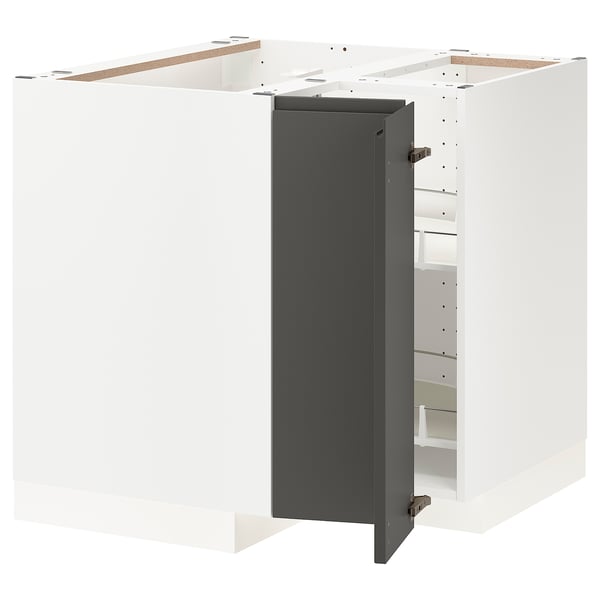Meuble D Angle Bas Cuisine 60 Cm Ikea Metod Corner Base Cabinet With Carousel White Voxtorp Dark Grey Ikea