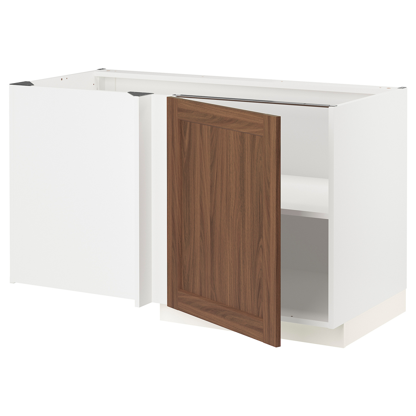 METOD corner base cabinet with shelf white Enköping/brown walnut effect ...