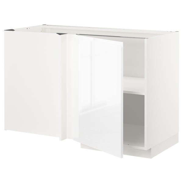 Metod Corner Base Cabinet With Shelf White Voxtorp High Gloss White Ikea